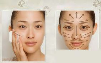 Chăm sóc da bằng cách massage theo chiều mũi tên, giúp máu lưu thông cho làn da tươi sáng, hồng hào