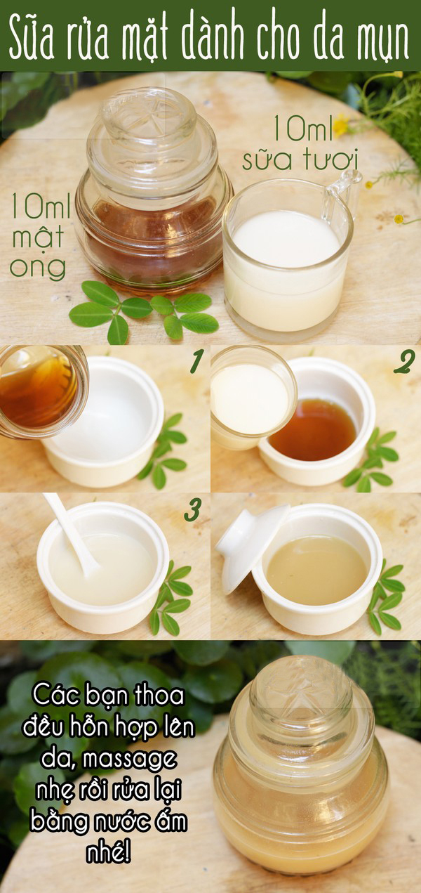 Cách làm sữa rửa mặt trị mụn tại nhà